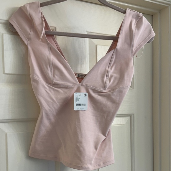 Free People Pink V-Neck Top - Picture 1 of 4